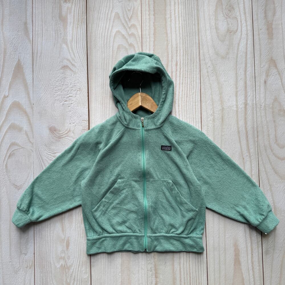 Patagonia Girls Size Small (8) Full Zip Hoody Fleece Sweater Jacket Green